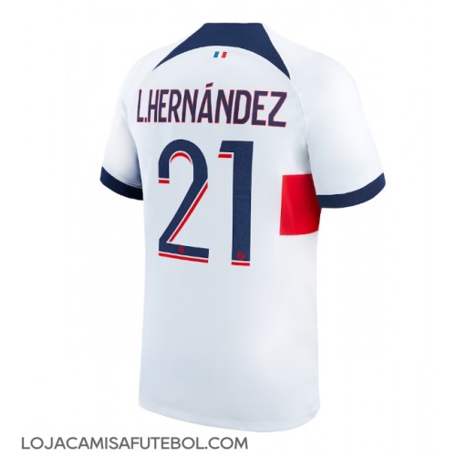 Camisa de Futebol Paris Saint-Germain Lucas Hernandez #21 Equipamento Secundário 2023-24 Manga Curta
